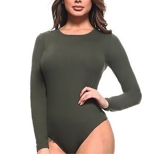🆕 YELETE Long Sleeve Open Back Bodysuit Women L